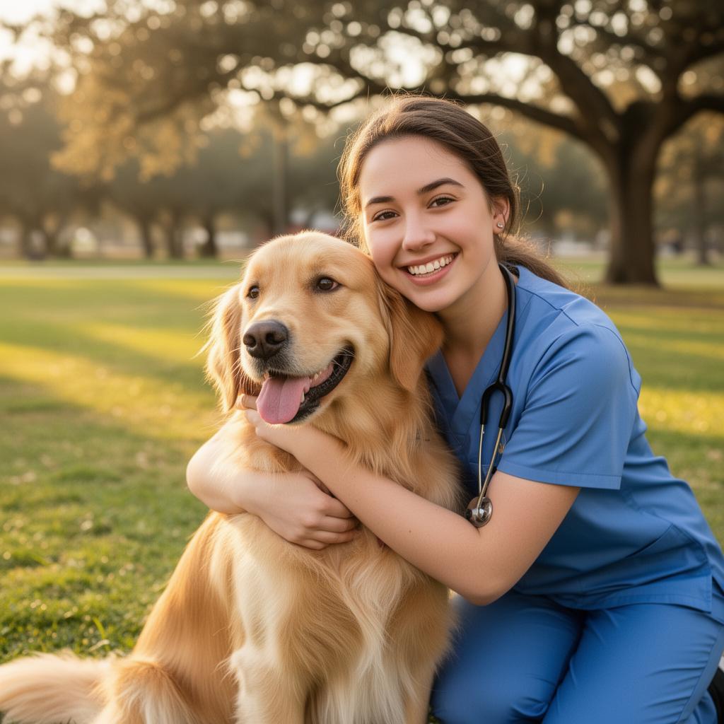 Happy Paws Austin caregiver with a golden retriever
